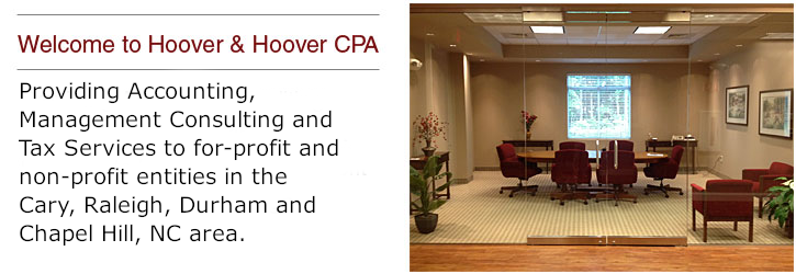 Hoover & Hoover CPA firm serves the Cary, Raleigh, Durham and Chapel Hill NC area.